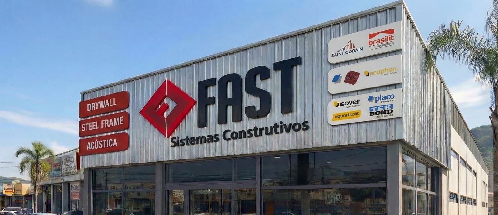 Equipe da Fast Sistemas Construtivos trabalhando em uma obra de construção a seco